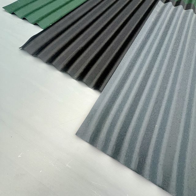 Corrugated metal sheets, close-up of the profile